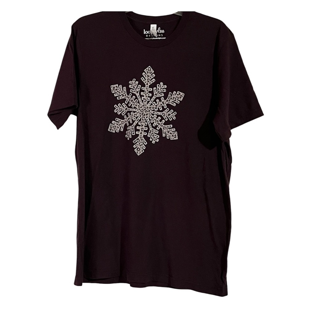 Brown Leopard Print Snowflake Short Sleeve Tee